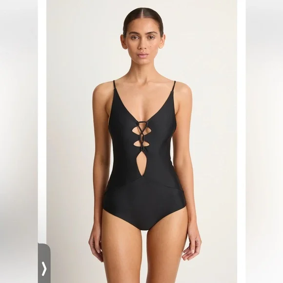Acacia Swimwear Kokomo Black Cutout One-Piece small NWOT